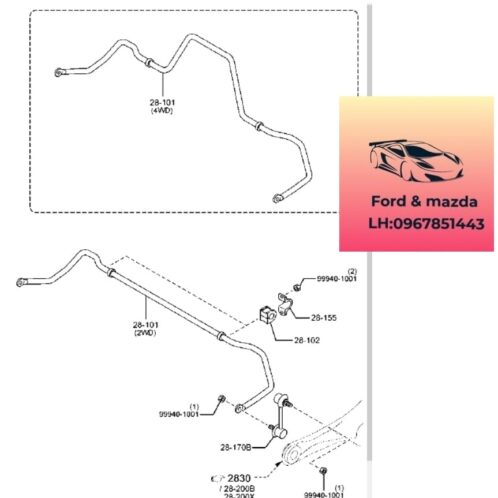 Rô tuyn cân bằng sau mazda cx9 2012-2013-2014-2015-2015-2016-2017 thanh cân bằng sau mazda cx9 L20628170-L20628170A