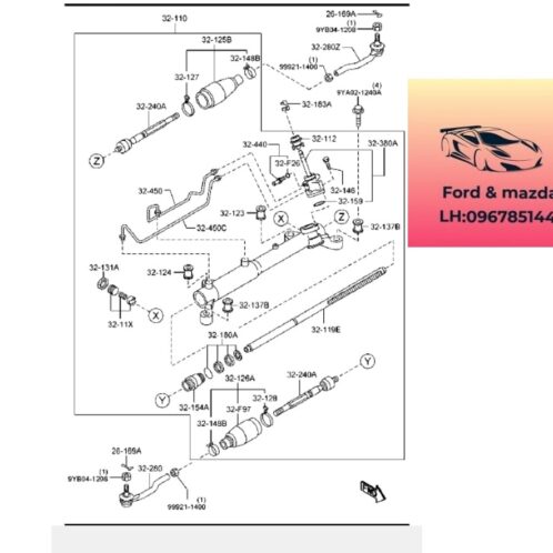 Rô tuyn lái trong mazda cx9 2012-2013-2014-2015-2015-2016-2017 lái trong mazda cx9 rô tuyn lái trong thước lái mazda cx9 TD1132240A