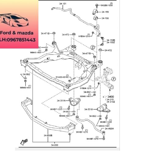 THanh cân bằng trước mazda cx9 2012-2017 THanh cân bằng trước mazda cx9 2012-2013-2014-2015-2015-2016-2017 thanh ba ngang cân bằng trước mazda cx9 thanh giằng cân bằng trước mazda cx9 TD1134151C-TD1334151C
