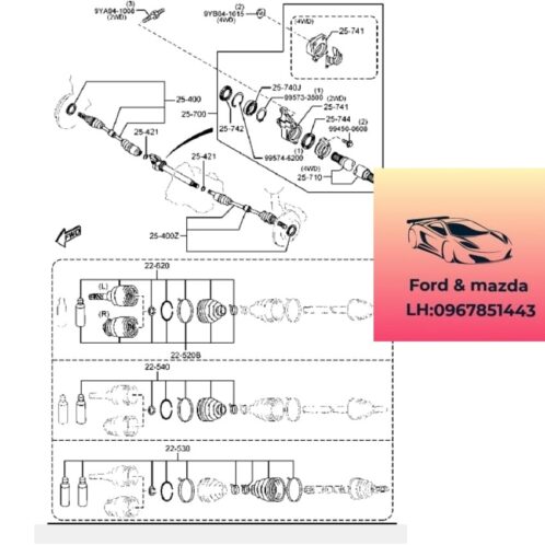 Trục láp trước mazda cx9 2012-2013-2014-2015-2015-2016-2017 láp trái mazda cx9 láp phải mazda cx9 GP322550XC-GP322560XC