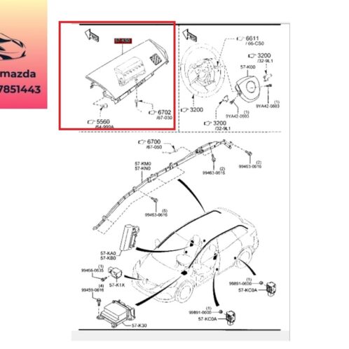 Túi khí phụ mazda cx9 2012-2013-2014-2015-2015-2016-2017 túi khí ghế phụ mazda cx9 túi khí phải mazda cx9 TK3260A6002
