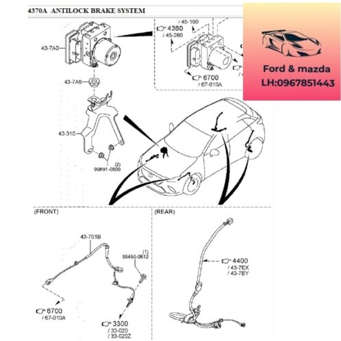 Cảm biến ABS trước mazda cx3 2020-2025 Cảm biến ABS trước mazda cx3 2020-2021-2022-2023-2024-2025 Cảm biến tốc độ bánh trước mazda cx3 dây cảm biến ABS trước mazda cx3 D10E4370X