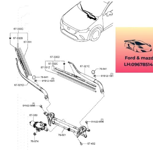 Chổi gạt mưa mazda cx3 2020-2025 Chổi gạt mưa mazda cx3 2020-2021-2022-2023-2024-2025 cần gạt mưa kính chắn gió mazda cx3 DD2S67330-D11B67330