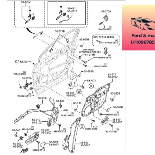 Cơ cấu khóa cửa trước mazda cx9 2012-2013-2014-2015-2015-2016-2017 ổ ngâm cửa trước mazda cx9 khóa cánh cửa mazda cx9 TD8659310A-TD1258310F