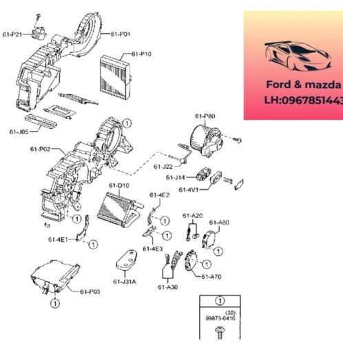 Cụm quạt dàn lạnh sau mazda cx9 2012-2013-2014-2015-2015-2016-2017 Quạt dàn lạnh sau mazda cx9 mô tơ quạt dàn lạnh sau mazda cx9 TD1161P80