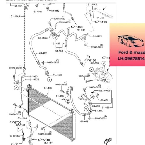 Dàn nóng mazda cx9 2012-2013-2014-2015-2015-2016-2017 Giàn nóng mazda cx9 dàn nóng điều hòa mazda cx9 TK2161480