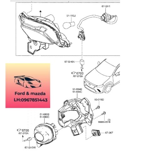 Đèn gầm cản trước mazda cx3 2020-2021-2022-2023-2024-2025 đèn ba đờ sốc trước mazda cx3 đèn sương mù cản trước mazda cx3 đèn cản trước mazda cx3 B63B51680A-B63B51690A (1)