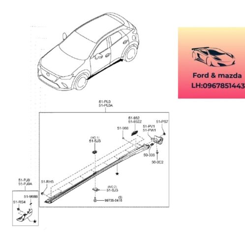 Ốp nhựa ba bô lê mazda cx3 2020-2021-2022-2023-2024-2025 ốp lườn hông mazda cx3 ốp ba pô lê mazda cx3 ốp nhựa bệ bước chân mazda cx3 D10E51PJ0C-D10E51PP0C