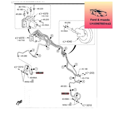 Tuy ô phanh trước mazda cx3 2020-2025 Tuy ô phanh trước mazda cx3 2020-2021-2022-2023-2024-2025 ống dầu thắng trước mazda cx3 tuy ô dầu phanh trước mazda cx3 D10E43980A-D10E43990A