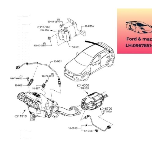 cảm biến oxy mazda cx3 2020-2021-2022-2023-2024-2025 cảm biến khí thải mazda cx3 cảm biến oxi mazda cx3 P5PS1886Z-P5PR188G1A