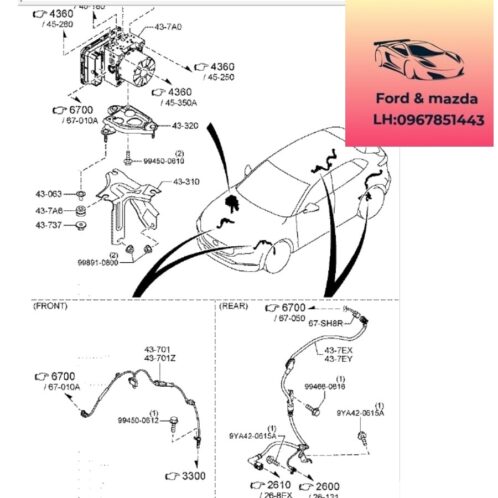 Cảm biến ABS sau mazda cx30 2021-2022-2023-2024-2025 Cảm biến tốc độ bánh sau mazda cx30 cảm biến abs bánh sau mazda cx30 DFR7437EXC-DFR7437EYC