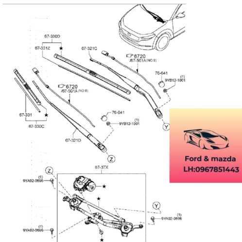 Cần gạt mưa mazda cx30 2021-2025 Cần gạt mưa mazda cx30 2021-2022-2023-2024-2025 Chổi gạt mưa mazda cx30 chổi gạt mưa kính chắn gió mazda cx30 DFR767330-DFR567330