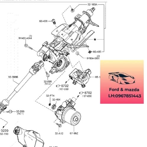 Khớp nối Cọc lái mazda cx30 2021-2022-2023-2024-2025 cắt đăng cọc lái mazda cx30 cắt đăng trục lái mazda cx30 khớp nối cột lái mazda cx30 DFR532090B