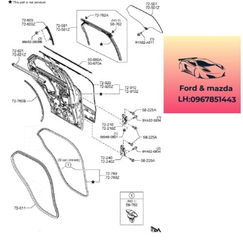 Nẹp ngoài Cánh cửa sau mazda cx30 2021-2022-2023-2024-2025 nẹp lông mi cửa sau trái mazda cx30 nẹp ngoài kính cửa sau phải mazda cx30 DFR550660A-DFR550670A