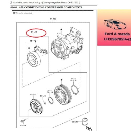 Puly lốc điều hòa mazda cx30 2021-2022-2023-2024-2025 cuộn hút lốc lạnh mazda cx30 buly lốc lạnh điều hòa mazda cx30 BDGF61L10