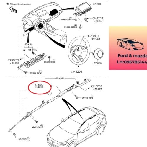Túi khí nóc xe mazda cx30 2021-2022-2023-2024-2025 túi khí trần xe mazda cx30 túi khí sườn nóc xe mazda cx30 DHA957KM0-DHA957KN0