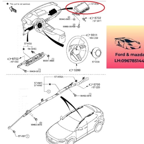 Túi khí phải mazda cx30 2021-2022-2023-2024-2025 túi khí phụ mazda cx30 túi khí táp lô mazda cx30 DFR557K50
