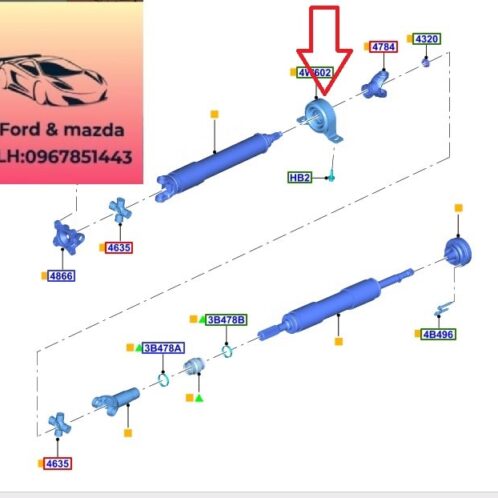 Bi quang treo cắt đăng ford ranger everest 2022-2023-2024-2025-2026 Bạc đạng treo láp dọc ford ranger everest bạc đạn treo cắt đăng ford ranger everest MB3Z4W602C