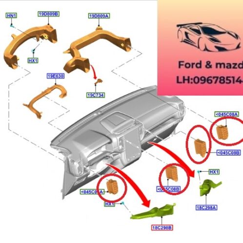 Cửa gió điều hòa táp lô ford ranger everest-2022-2023-2024-2025-2026-2027-cửa gió điều hòa ford ranger everest N1WZ19893AB-N1WZ26045C09CB-N1WZ19893AJ-N1WZ26045C09CB