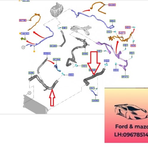 Ống nước bình nước phụ ford ranger everest 2018-2019-2020-2021-2022-2023-2024-2025-2026-2027- tuy ô nước vào bình nước phụ ranger everest MB3Z8075K-MB3Z8C289D-MB3Z8063J