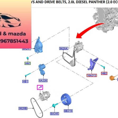 Puly trục cơ ford ranger everest 2022-2027 Puly trục cơ ford ranger everest 2022-2023-2024-2025-2026-2027-buly trục cơ ford ranger everest buly cốt máy ford ranger everest MB3Z6312A (1)