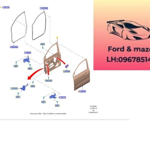 Bản lề Cánh cửa trước ford ranger everest 2022-2021-2022-2023-2024-2025-2026- bản lề Cánh cửa ford ranger everest AB3Z2122801C-AB3Z2122800C (1)