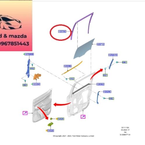 Gioăng cao su lên xuống kính cửa sau ford ranger everest 2022-2021-2022-2023-2024-2025-2026-Gioăng kính cánh cửa ford ranger everest N1WZ6025766C-N1WZ6025767C