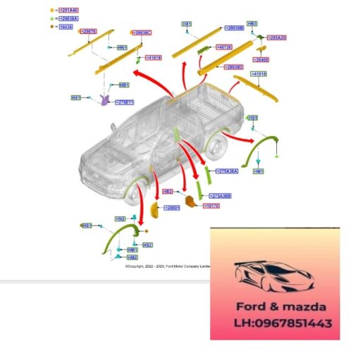 Ốp mang cá ford ranger everest 2022-2021-2022-2023-2024-2025-2026- ốp mang cá tai xe ford ranger everest N1WZ6320001FR-N1WZ9920000FQ