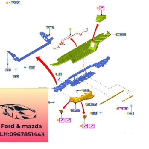 Ốp nhựa Cản sau ford ranger 2022-2026 Ốp nhựa Cản sau ford ranger 2022-2021-2022-2023-2024-2025-2026 ốp nhựa ba đờ sốc sau ford ranger N1WZ17906DC-N1WZ17906DD
