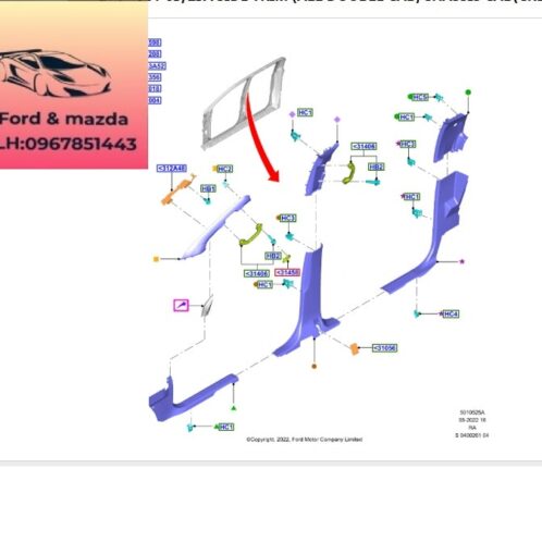Tay cầm trần xe ford ranger everest 2022-2021-2022-2023-2024-2025-2026- tay nắm trần xe ford ranger everest N1WZ2631406AH