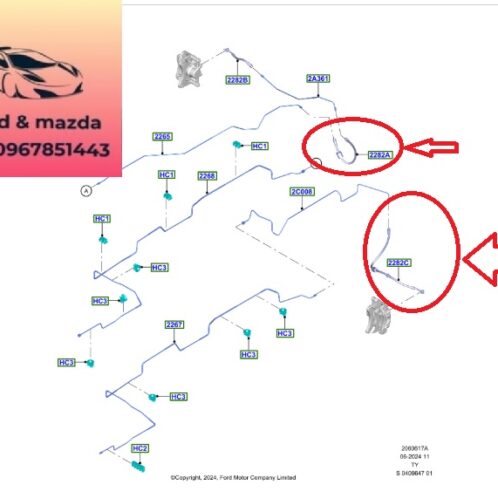 Tuy ô phanh sau ford transit 2024-2025-2026-2027-2028-2029 Ống dầu phanh sau ford transit tuy ô dầu bánh sau ford transit P2W92282AA-P2WZ2282B-P2W92C338CA-P2WZ2282E